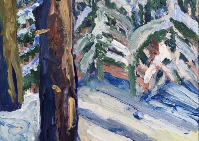 Bemidji Backyard in Snow, Acrylic on Canvas, 20" x 16"