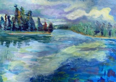 Minnesota Landscape Painter, Lake Itasca in Summer no. 3, Acrylic on canvas, 20" x 30", Sold