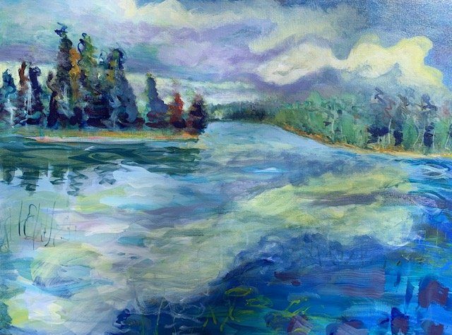 Minnesota Landscape Painter, Lake Itasca in Summer no. 3, Acrylic on canvas, 20" x 30", Sold