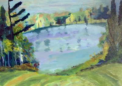 Gillian Bedford, Deedee's Lake, Acrylic on Linen, 16" x 20"